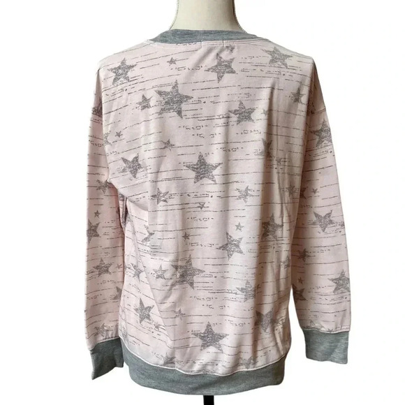 Splendid Pink Gray Star Lounge Sweatshirt Small Cozy Soft Pullover Casual - Picture 4 of 16